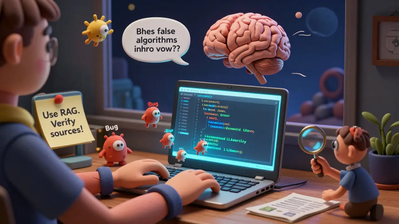 Un programmeur face à un code qui s'effondre, entouré de créatures en argile représentant des erreurs d'IA.