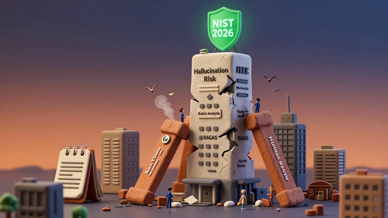 Une ville en argile protégée par trois piliers contre une tour menaçante d'hallucinations.