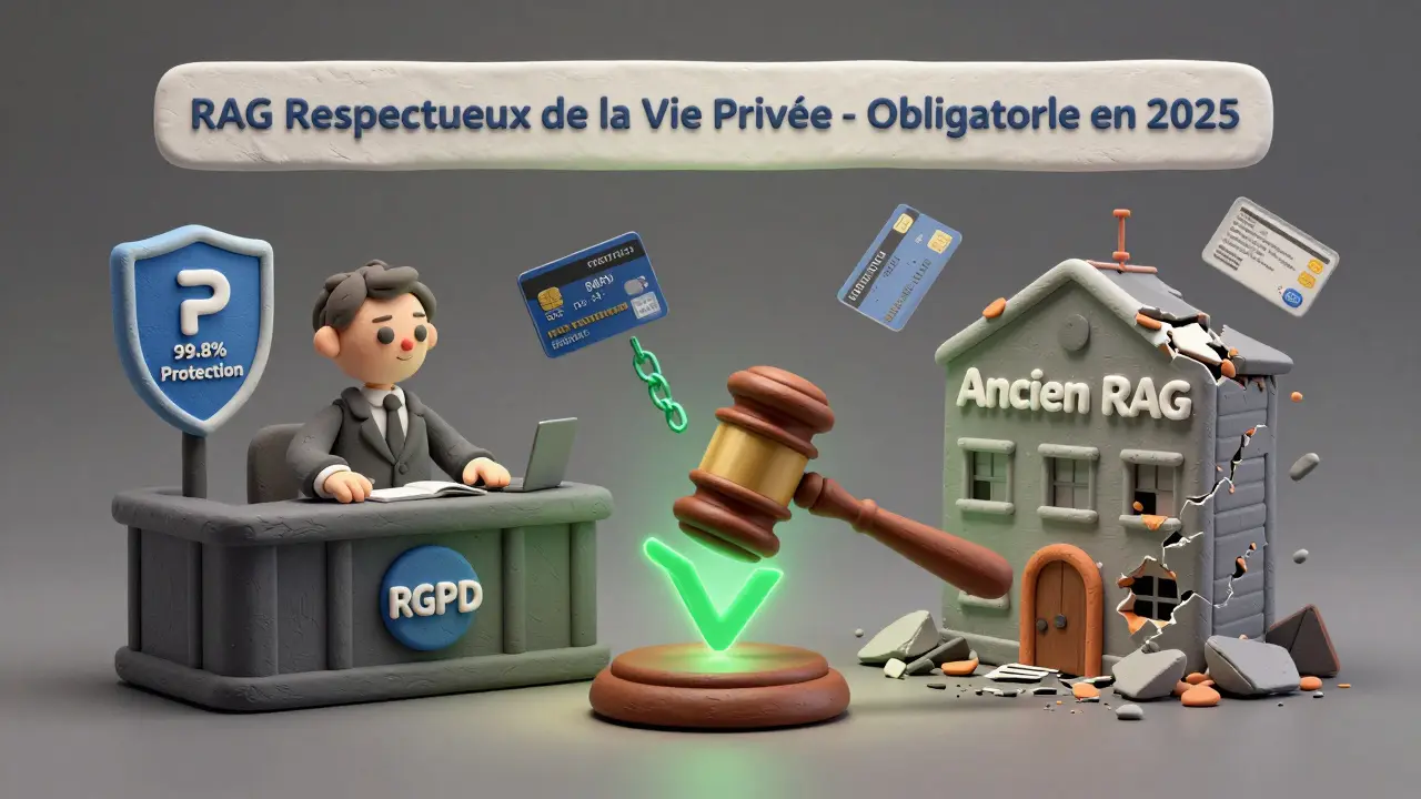 Un tribunal en argile où un système RAG respectueux de la vie privée protège les données contre une fuite.