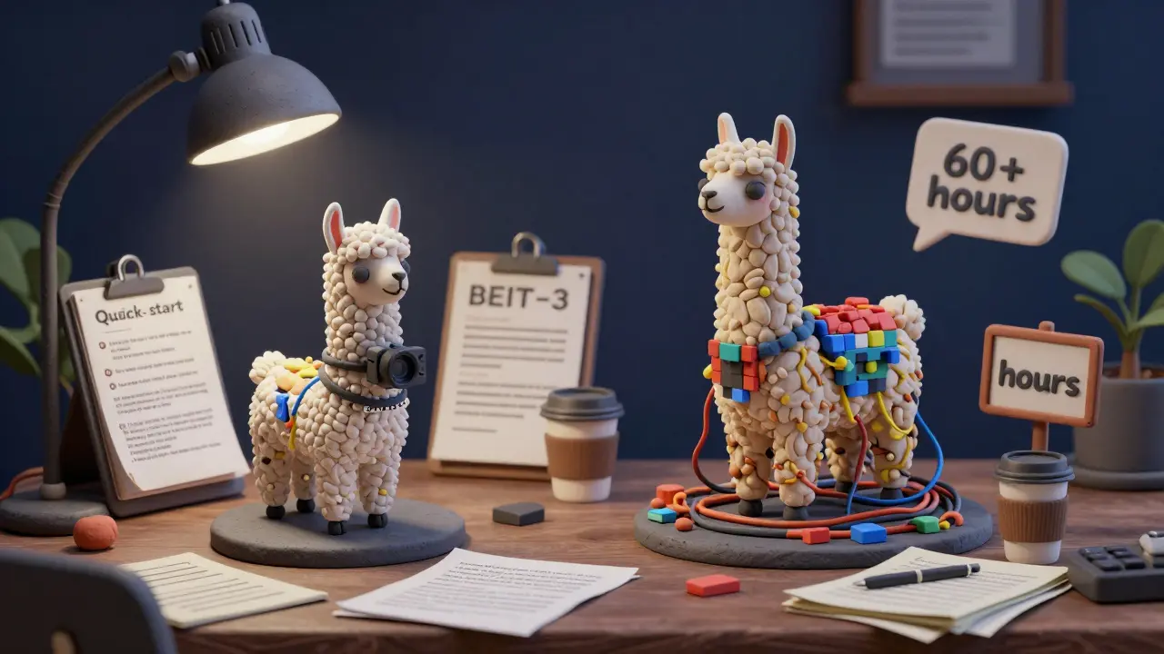 Clay models of two AI approaches on a developer’s desk: simple setup vs complex machinery.