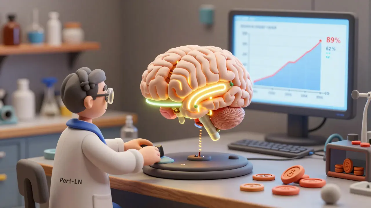 Laboratoire en argile où des scientifiques ajustent un Transformer à 500 couches avec une normalisation dynamique Peri-LN, tandis que des tokens perdent leur distinction.