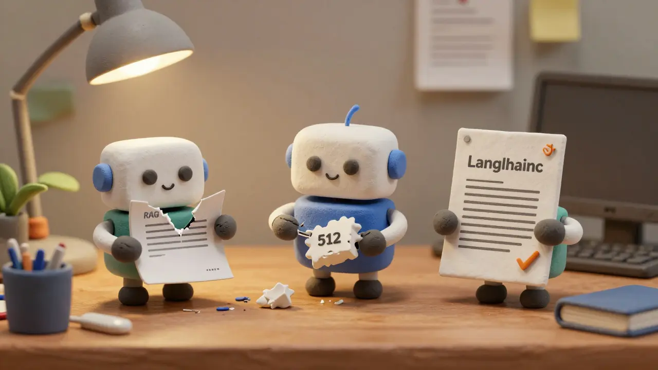 Trois robots en argile manipulant des citations et des documents PDF endommagés sur un bureau.