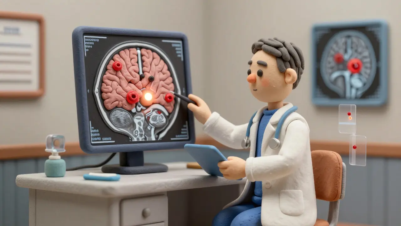 Un cerveau en argile révèle des lésions invisibles détectées par une IA.