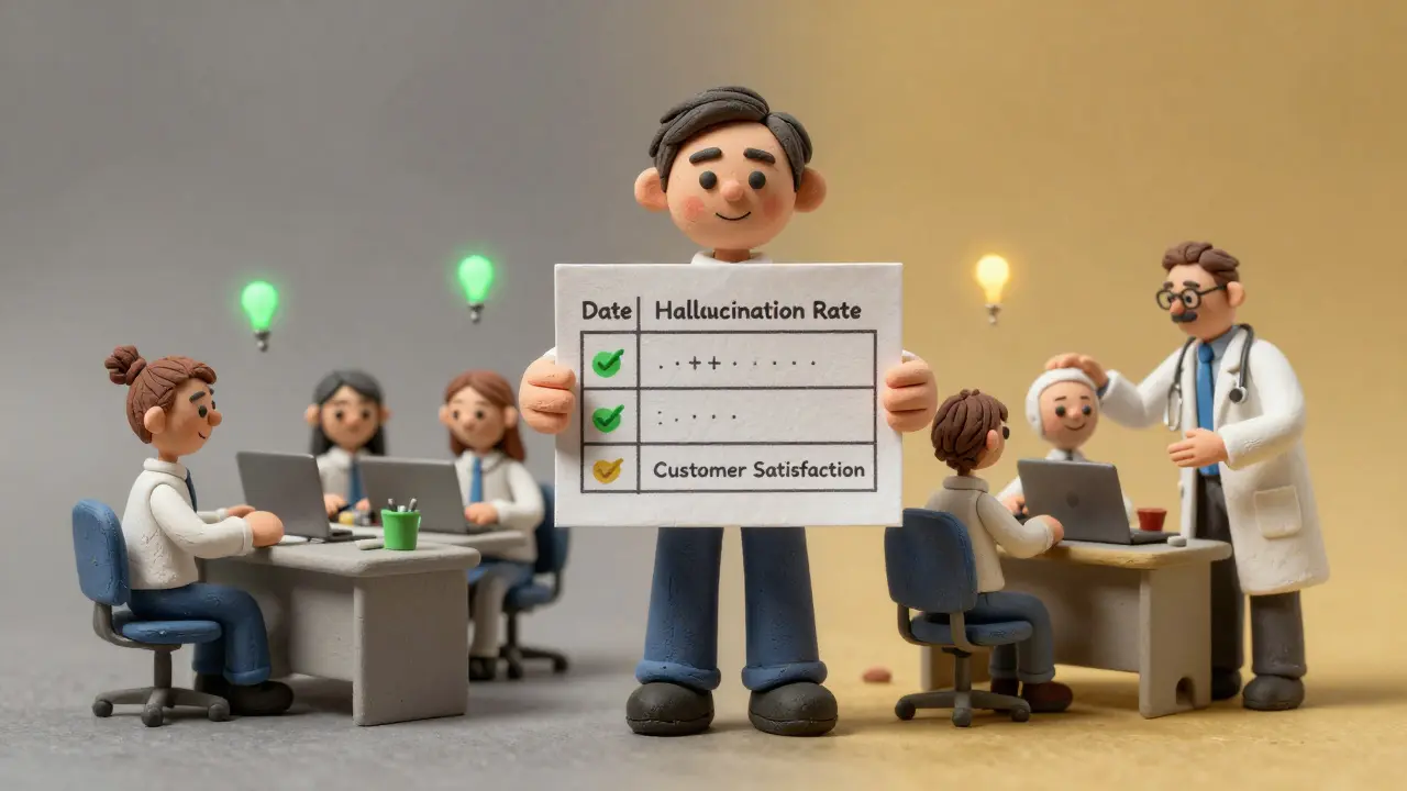 Un PDG tient une feuille de calcul simple, entouré d'une équipe qui passe de l'chaos à la clarté grâce à un tableau de bord basique.