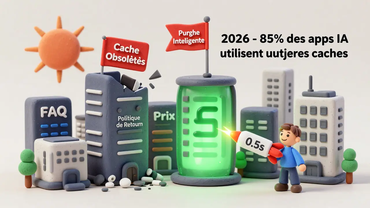 Une ville en argile où un bâtiment s'effondre à cause d'un cache obsolète, un autre brille grâce à une purge intelligente.