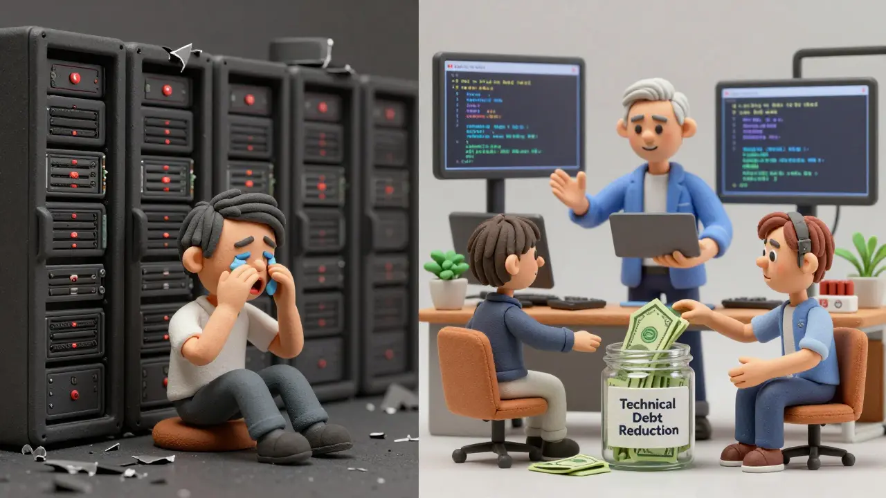 Scène contrastée : échec du système vs transition réussie vers une ingénierie robuste.