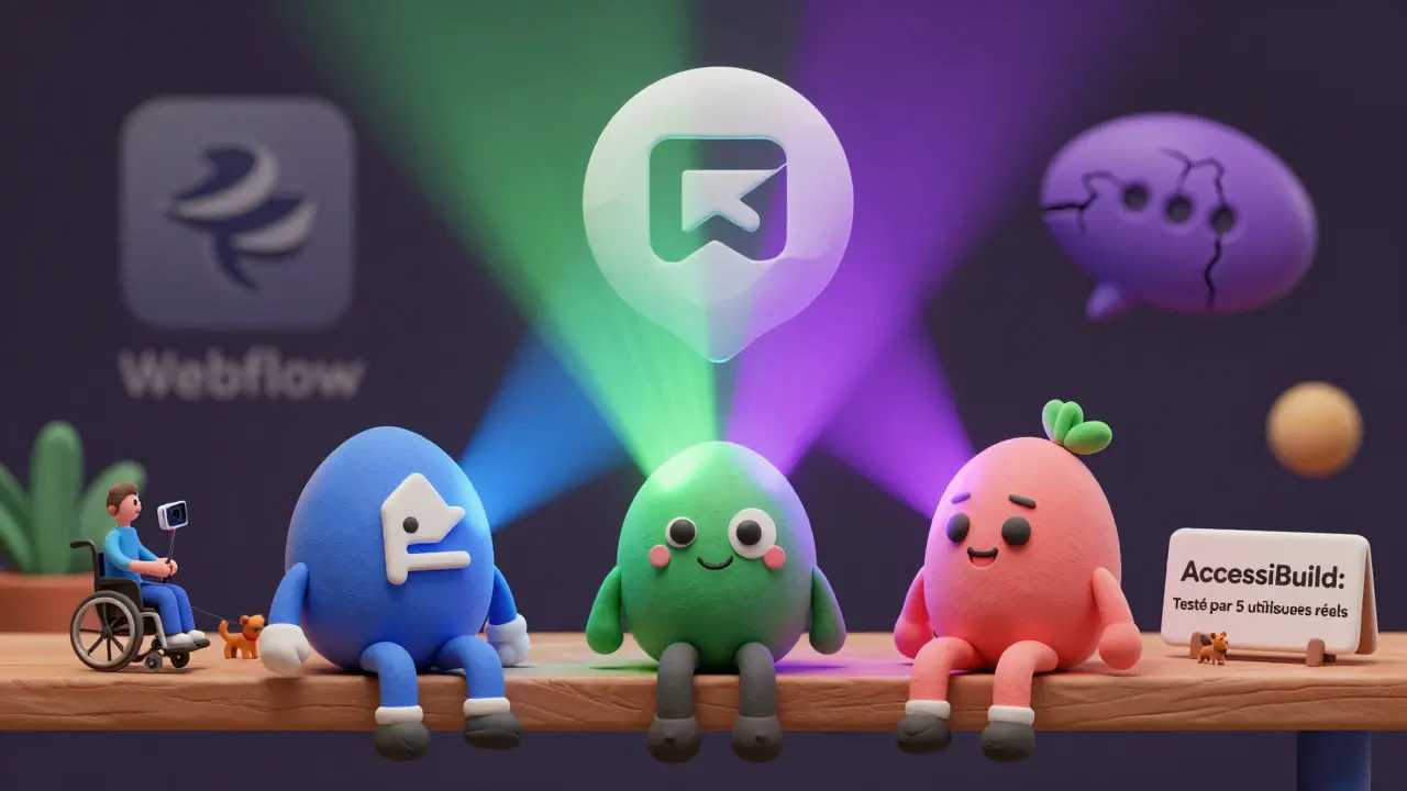 Trois outils numériques en argile émettant des lumières vers un prototype accessible, tandis que d'autres outils sont endommagés.