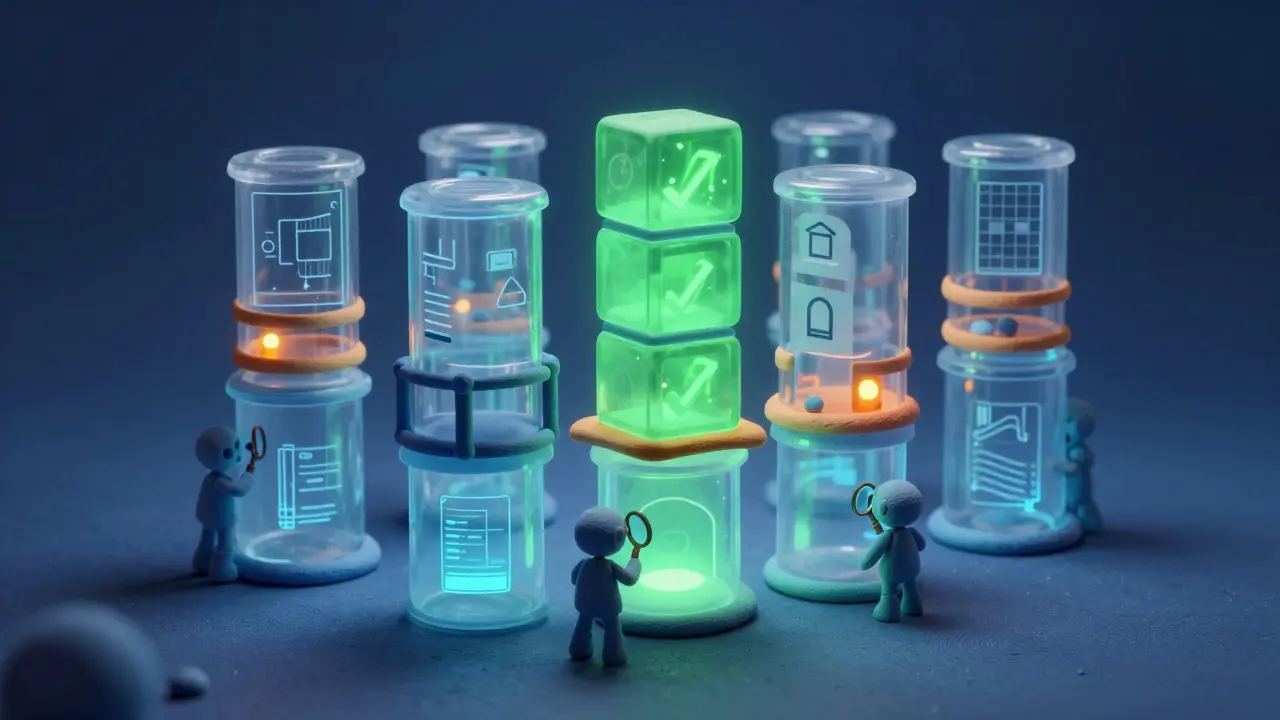 Conteneurs de sécurité empilés montrant les dépendances approuvées en argile