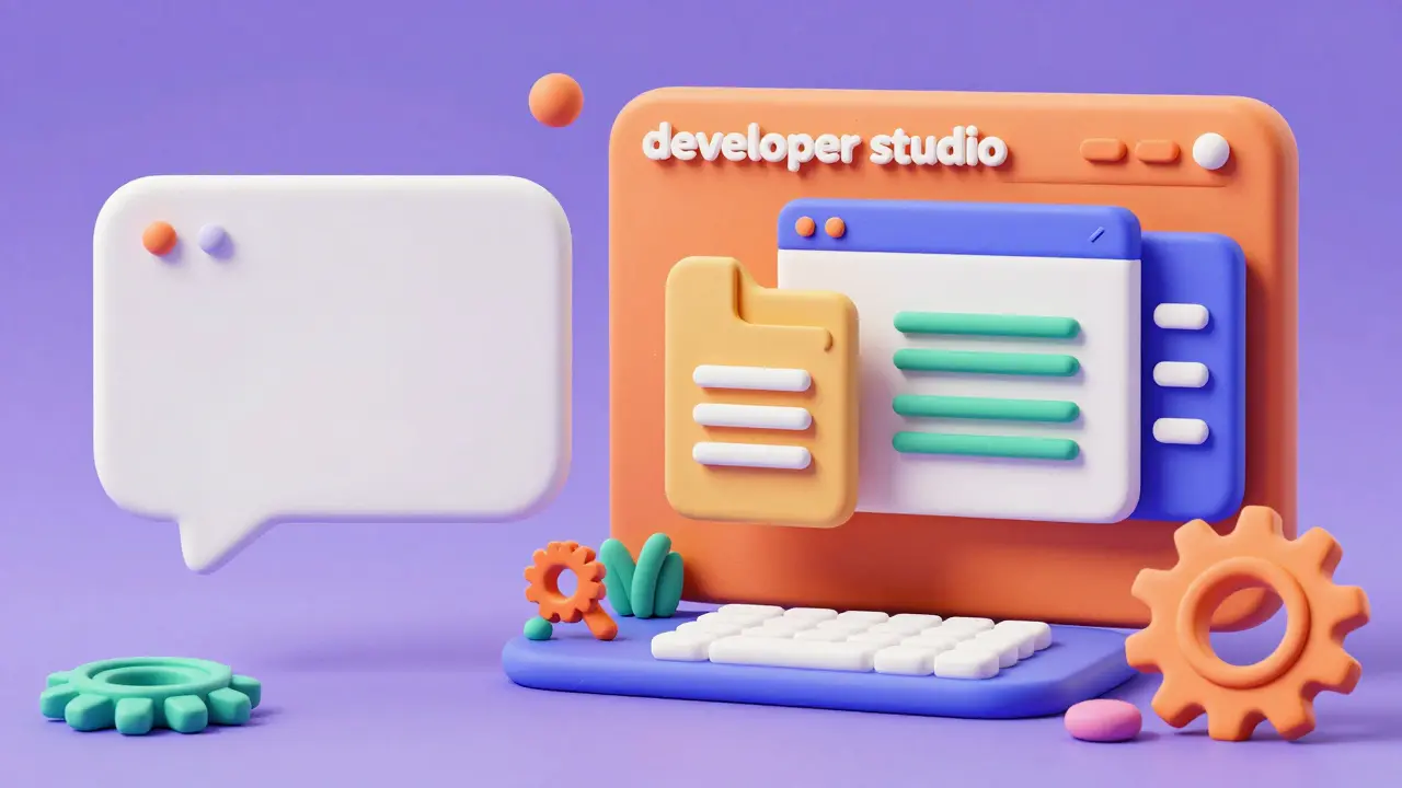 Comparaison style claymation entre une interface simple et un studio de développement.