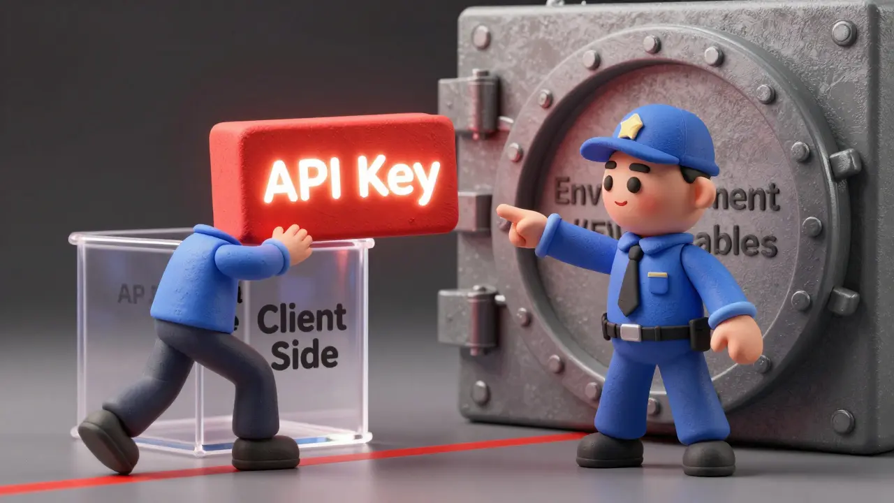 Gardien en pâte à modeler empêchant l'insertion d'une clé API dans le front-end.