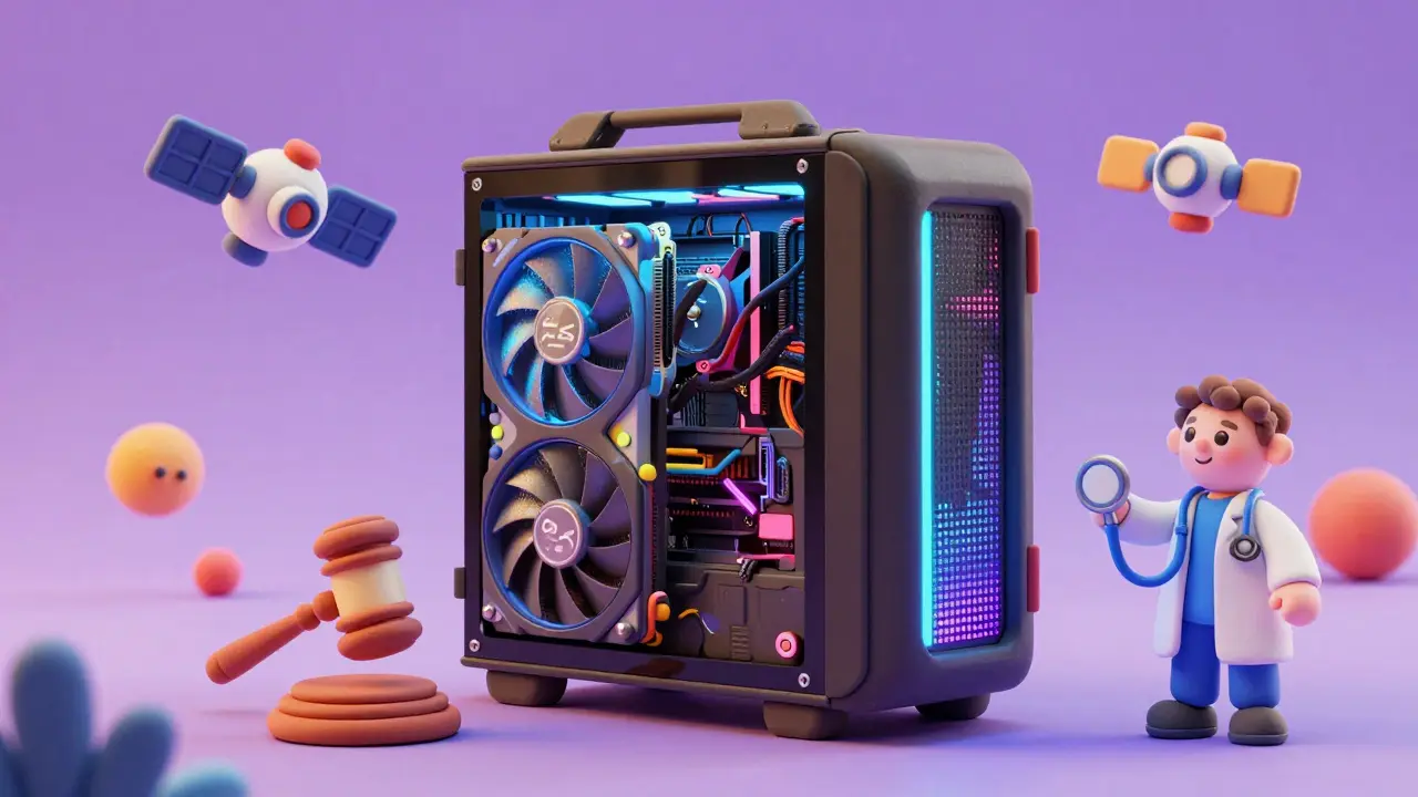 PC gamer en pâte à modeler entouré de micro-modules spécialisés pour LLM.