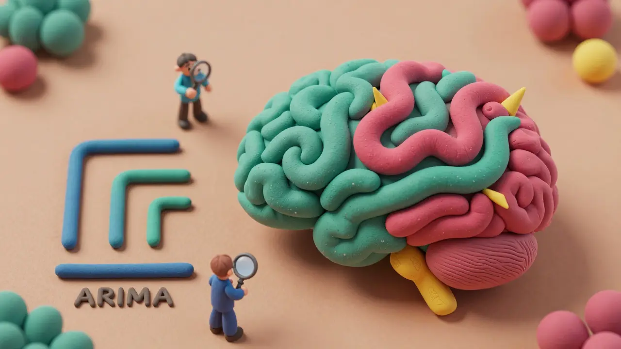 Représentations tactiles de modèles de prévision ARIMA et Deep Learning en argile.