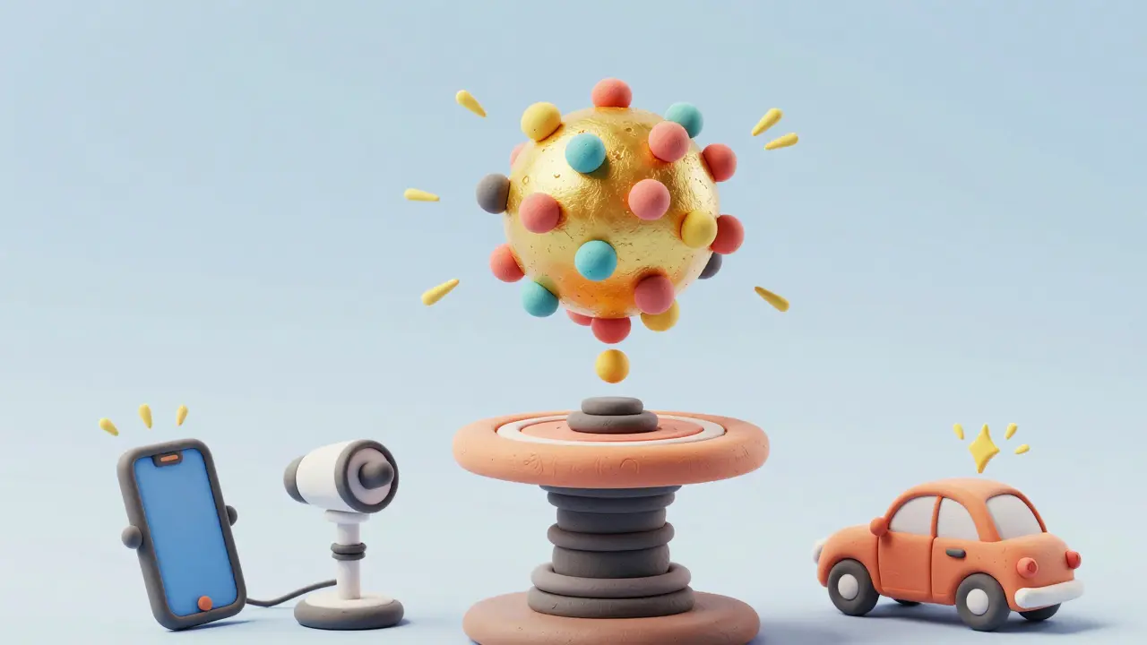 Sphères de données en pâte à modeler fusionnant vers un serveur central coordonnateur.