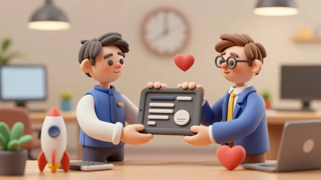 Un Product Manager et un ingénieur collaborant autour d'un prototype fonctionnel en 3D.