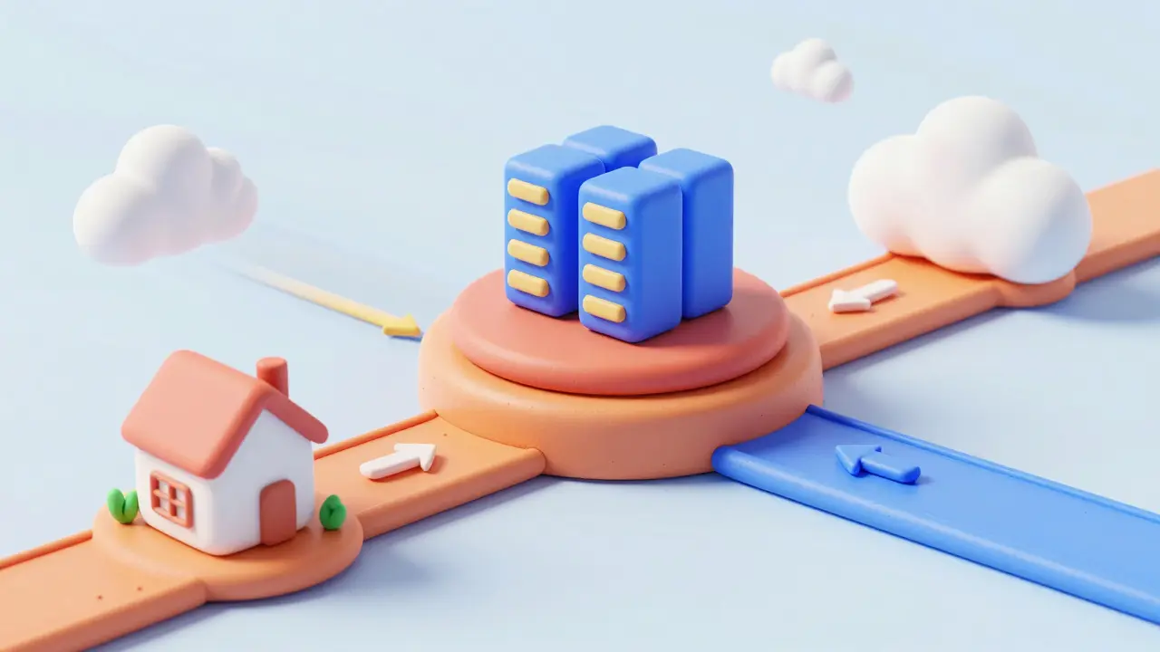 Architecture hybride reliant traitement local privé et serveur distant