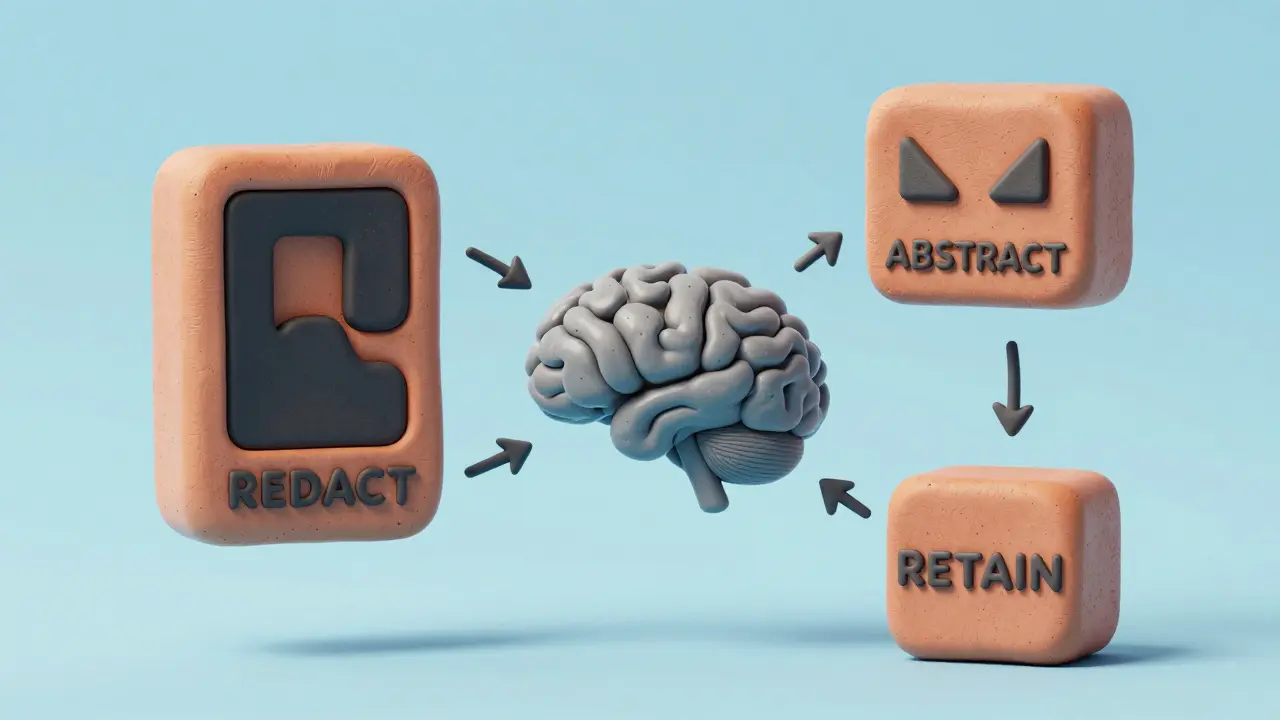 Blocs de pâte à modelée illustrant les techniques de réduction et d'abstraction des données