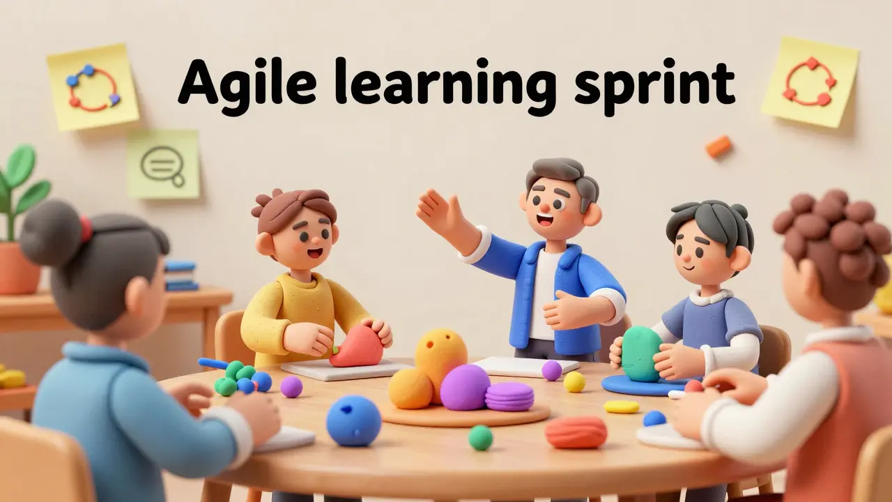 Équipe en formation agile avec des objets d'argile