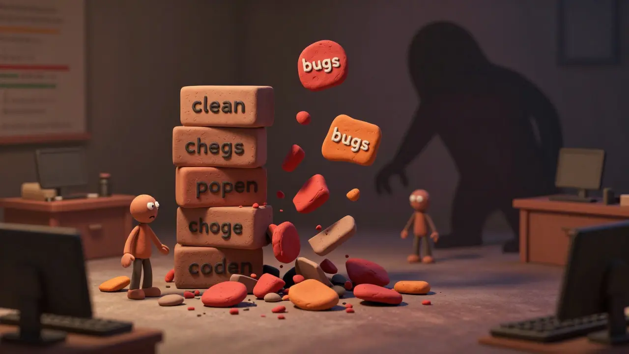Représentation en argile des vulnérabilités et bugs créés par le code généré par IA.