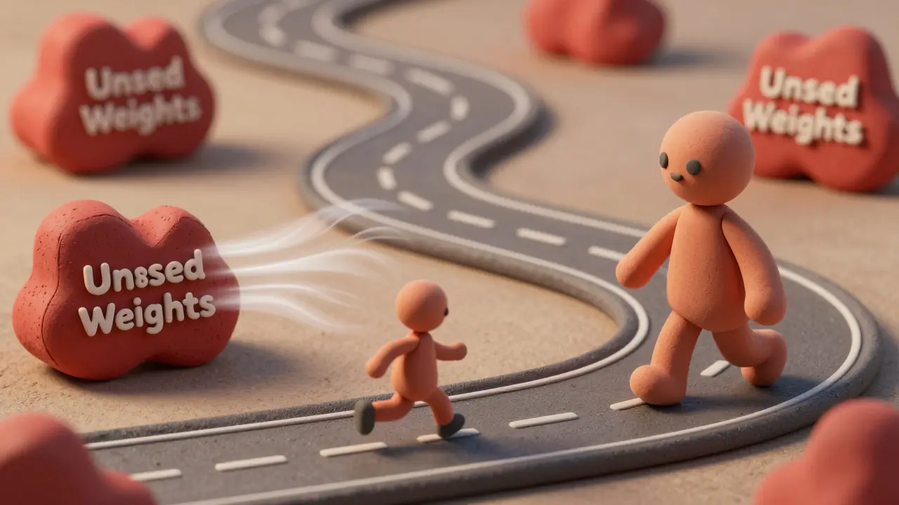 Réseau neuronal en pâte à modeler illustrant sparsité et distillation