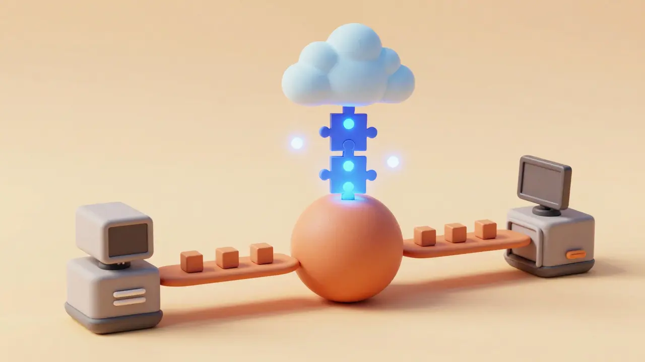 Stratégie hybride : tâches simples locales et complexes sur le cloud.