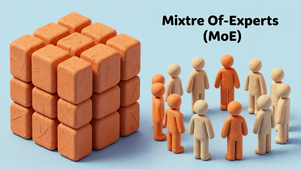 Comparaison visuelle entre modèles denses et MoE en style claymation