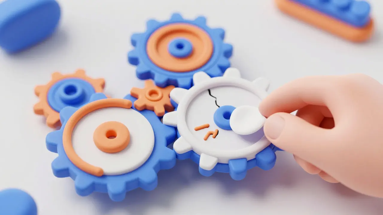 Engrenages en pâte à modeler représentant la sécurisation d'une IA