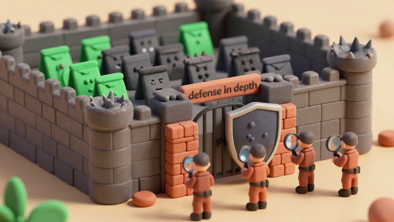 Forteresse de sécurité multicouche en argile inspectant les données