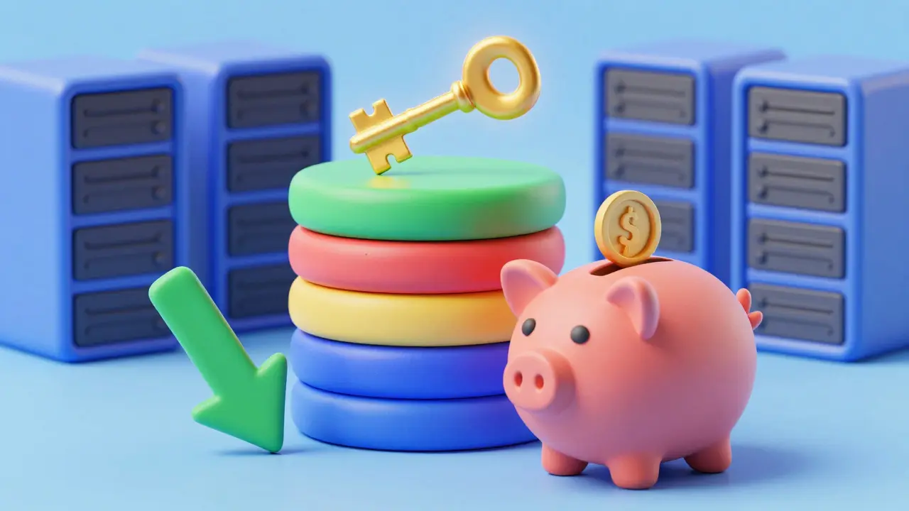 Coffre-fort et clés en argile illustrant le cache sémantique et les économies
