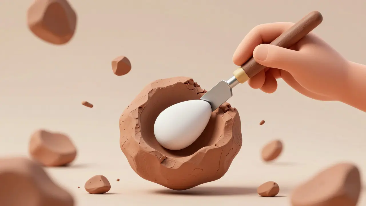 Mains en pâte à modeler sculptant un bloc pour réduire les tokens superflus