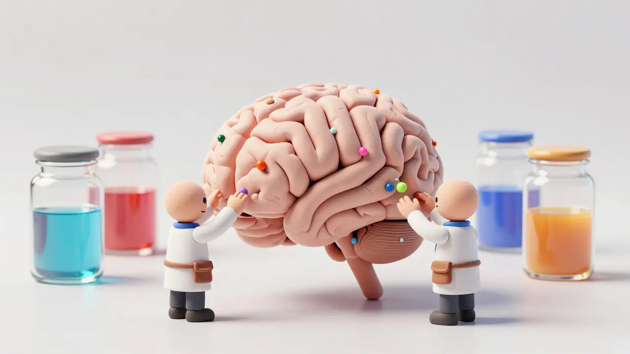 Techniciens ajustant un cerveau d'IA en pâte à modeler