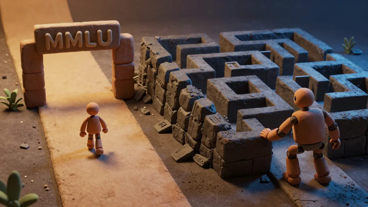 Deux chemins en argile : l'un large et facile, l'autre étroit et complexe avec un robot.