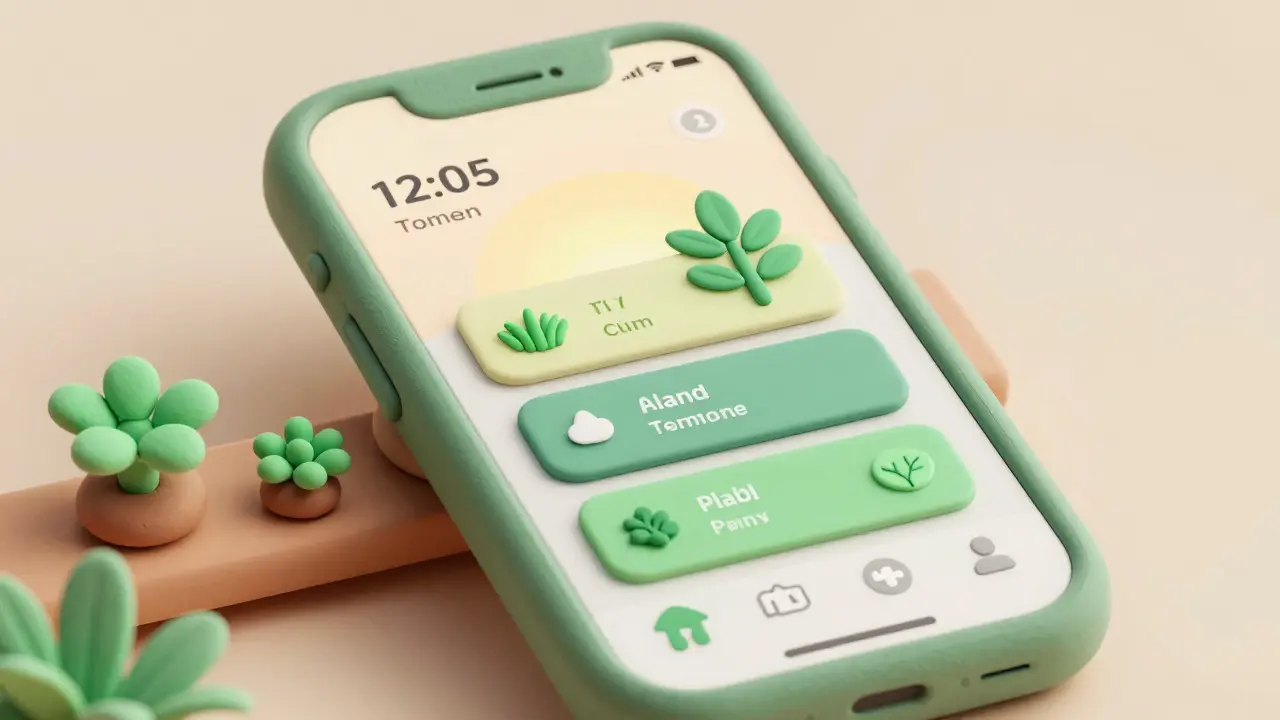Téléphone en argile affichant une application de rappel pour plantes