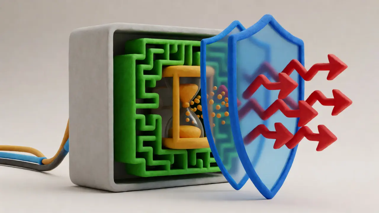 Couches de sécurité WAF, RASP et limitation de débit en style argile.