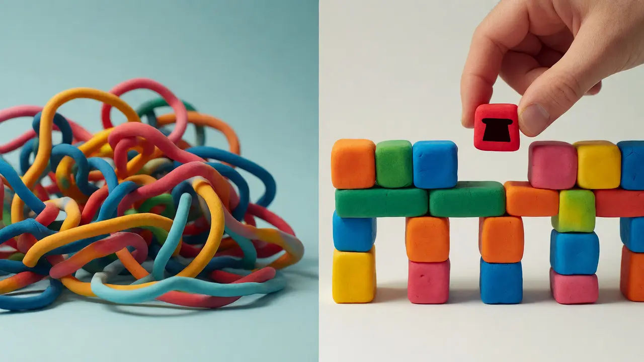 Organisation structurée du code par des blocs d'argile précis.