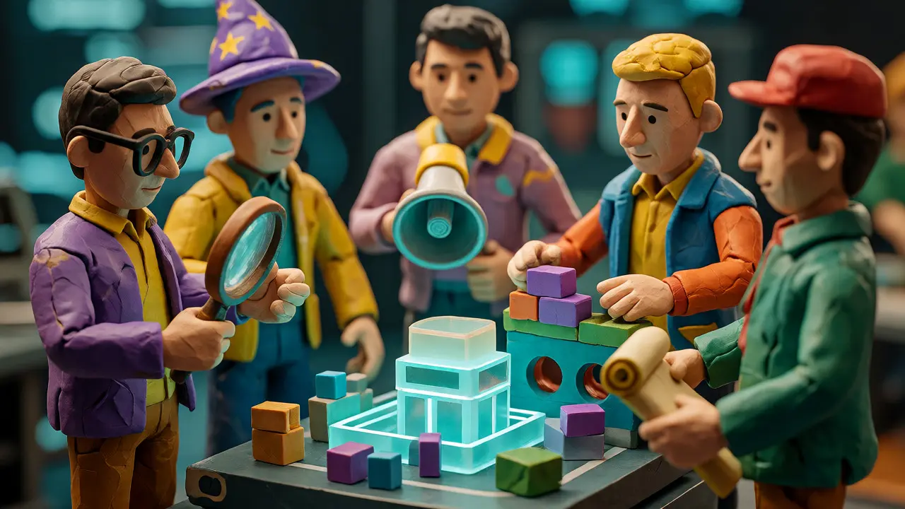 Équipe diversifiée du Centre d'Excellence représentée par des figurines en pâte à modeler.