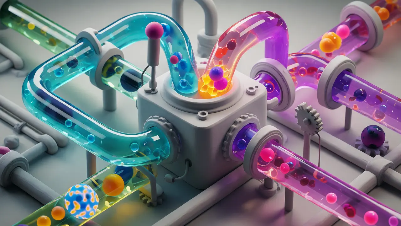 Machine en pâte à modeler triant des sphères de données par complexité croissante.