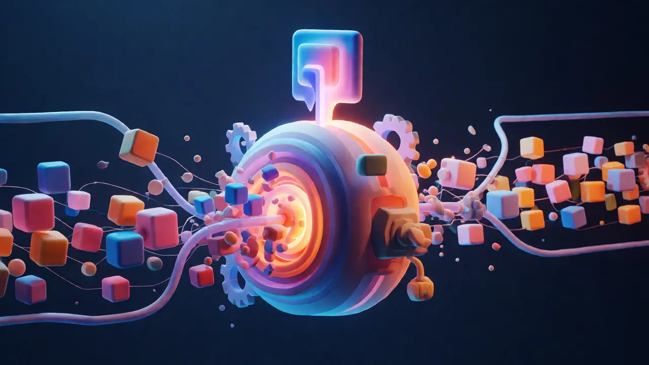 Visualisation abstraite du flux de données vers un noyau IA central